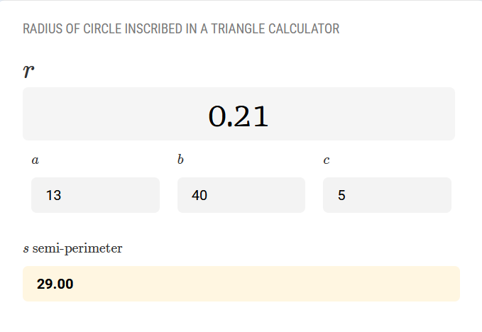 Radius Of Circle Inscribed In A Triangle Formula Calculator Ai Math